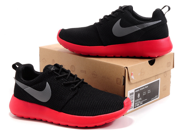 nike Roshe running chaussures hommes noir rouge (4)